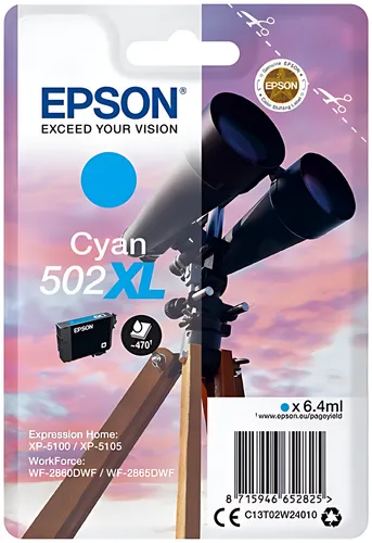 Epson C13T02W24010/502XL Tintenpatrone cyan High-Capacity, 470 Seiten 6,4ml