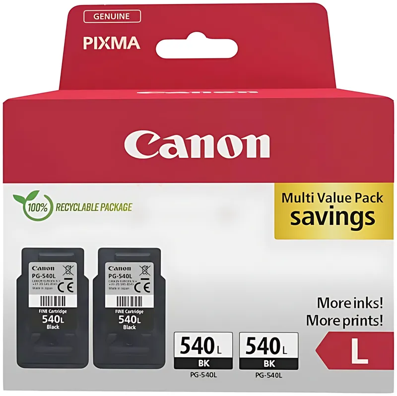 Canon 5224B020/PG-540L Druckkopfpatrone schwarz pigmentiert Doppelpack, 2x300 Seiten ISO/IEC 24711 11ml VE=2
