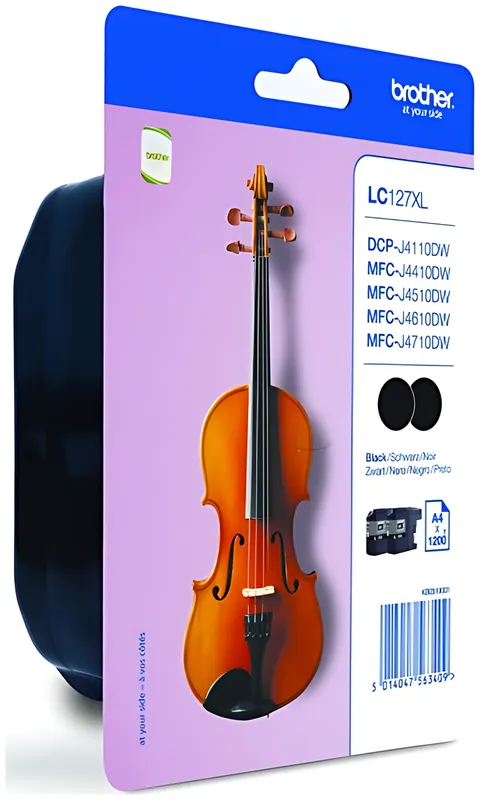 Brother LC-127XLBKBP2 Tintenpatrone schwarz Doppelpack, 2x1.200 Seiten ISO/IEC 24711 9ml VE=2