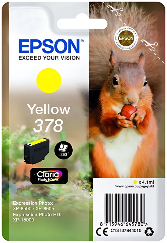 Epson C13T37844010/378 Tintenpatrone gelb, 360 Seiten 4,1ml