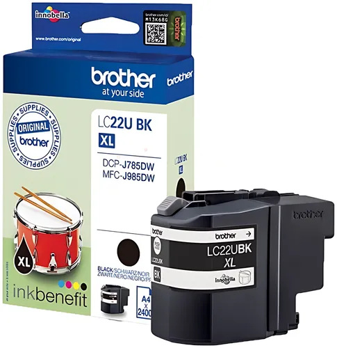 Brother LC-22UBK Tintenpatrone schwarz XL, 2.400 Seiten ISO/IEC 24711