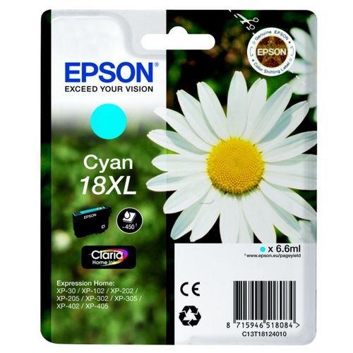 Epson C13T18124012/18XL Tintenpatrone cyan High-Capacity, 450 Seiten 6,6ml