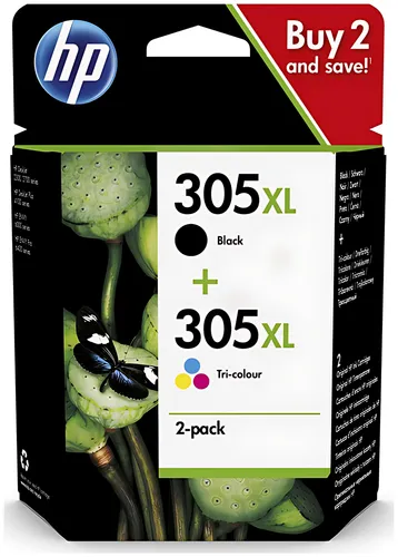 HP 6ZA94AE/305XL Druckkopfpatrone Multipack High-Capacity schwarz + color 240pg + 200pg VE=2