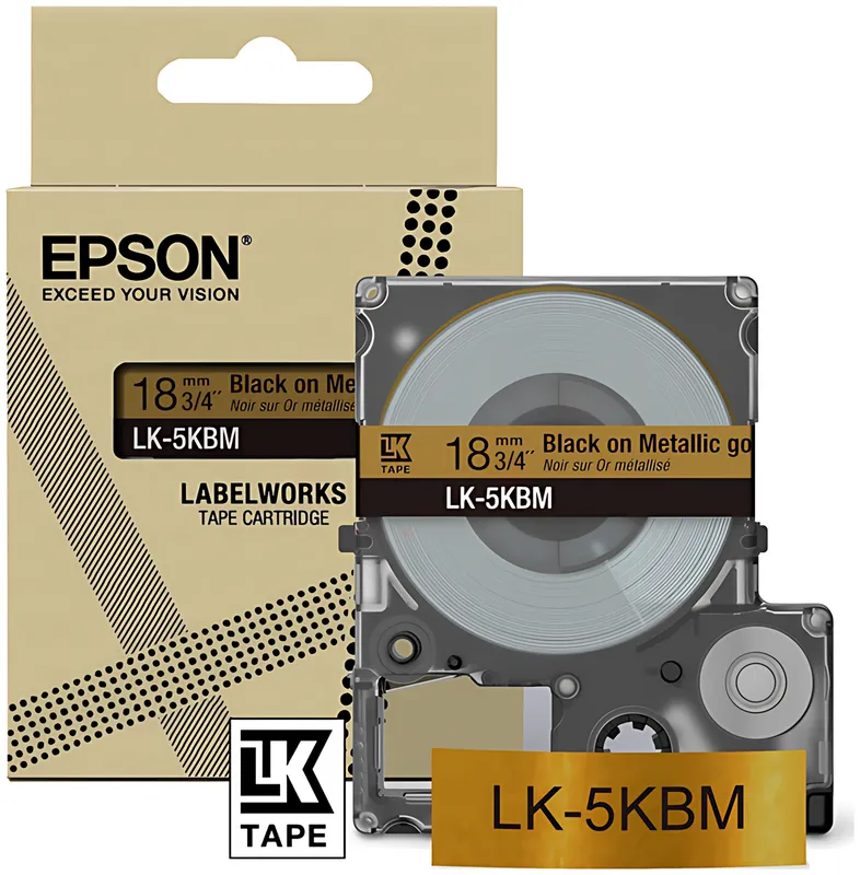 Epson C53S672093/LK-5KBM DirectLabel-Etiketten schwarz auf gold 18mm x 8m