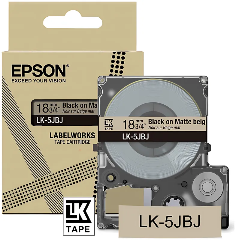 Epson C53S672091/LK-5JBJ DirectLabel-Etiketten schwarz auf beige matt 18mm x 8m