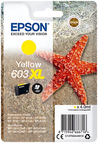Epson C13T03A44010/603XL Tintenpatrone gelb High-Capacity, 350 Seiten 4ml