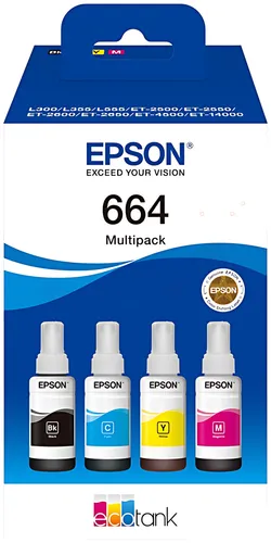 Epson C13T664640/664 Tintenflasche MultiPack Bk,C,M,Y 70ml 1x4500pg + 3x7500pg VE=4