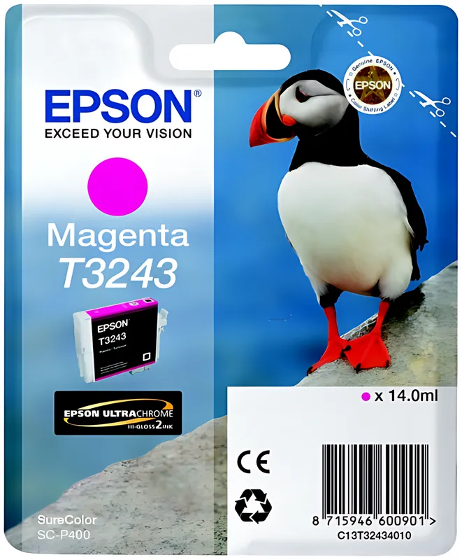 Epson C13T32434010/T3243 Tintenpatrone magenta, 980 Seiten 14ml