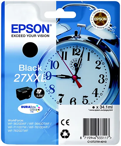 Epson C13T27914012/27XXL Tintenpatrone schwarz extra High-Capacity, 2.200 Seiten 34,1ml
