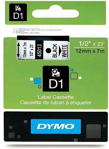 Dymo 45013/S0720530 DirectLabel-Etiketten schwarz auf weiss 12mm x 7m