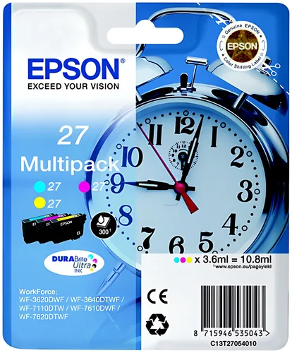 Epson C13T27054012/27 Tintenpatrone MultiPack C,M,Y 3x350pg3x3,6ml VE=3
