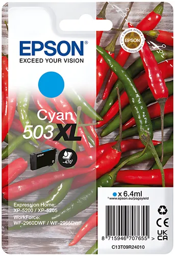 Epson C13T09R24010/503XL Tintenpatrone cyan High-Capacity, 470 Seiten 6,4ml