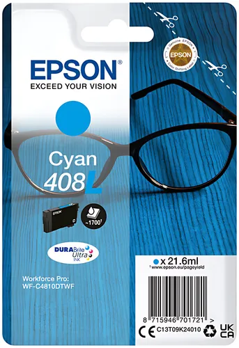 Epson C13T09K24010/408L Tintenpatrone cyan High-Capacity, 1.700 Seiten 21,6ml