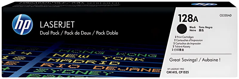 HP CE320AD/128A Toner schwarz Doppelpack, 2x2.000 Seiten/5% VE=2