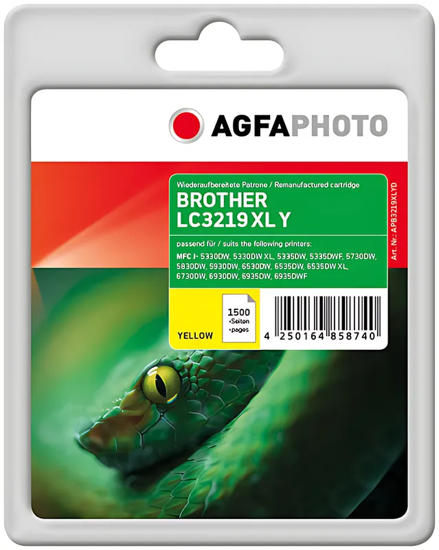 AgfaPhoto APB3219XLYD Tintenpatrone gelb, 1.500 Seiten 16.5ml (ersetzt Brother LC3219XLY)
