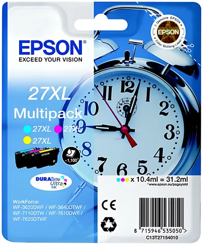 Epson C13T27154012/27XL Tintenpatrone MultiPack C,M,Y High-Capacity, 3x1.100 Seiten 10,4ml VE=3