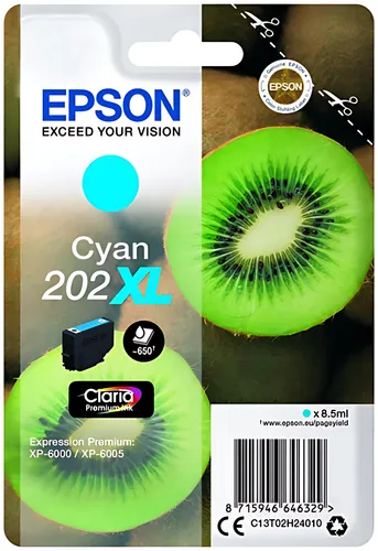 Epson C13T02H24010/202XL Tintenpatrone cyan High-Capacity, 650 Seiten 8,5ml