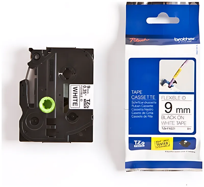 Brother TZE-FX221 DirectLabel schwarz auf weiss Laminat 9mm x 8m