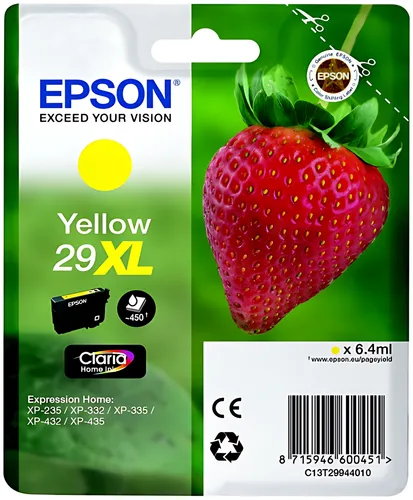 Epson C13T29944012/29XL Tintenpatrone gelb High-Capacity, 450 Seiten ISO/IEC 19752 6,4ml
