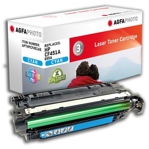 AgfaPhoto APTHPCF451AE Tonerkartusche cyan, 10.500 Seiten 19 Gramm (ersetzt HP 655A/CF451A)