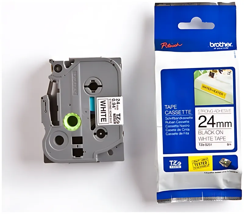 Brother TZE-S251 DirectLabel schwarz auf weiss extra stark Laminat 24mm x 8m