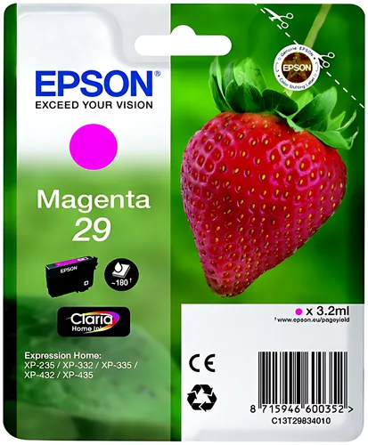 Epson C13T29834012/29 Tintenpatrone magenta, 180 Seiten ISO/IEC 19752 3,2ml