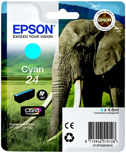 Epson C13T24224012/24 Tintenpatrone cyan, 360 Seiten 4,6ml