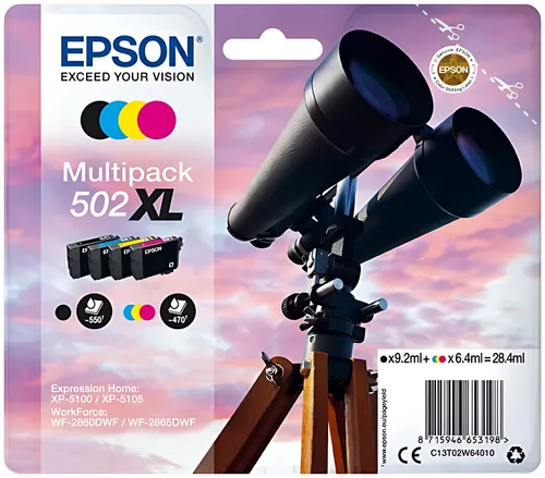 Epson C13T02W64010/502XL Tintenpatrone MultiPack Bk,C,M,Y High-Capacity 28,4ml 9,2ml + 3x6,4ml VE=4