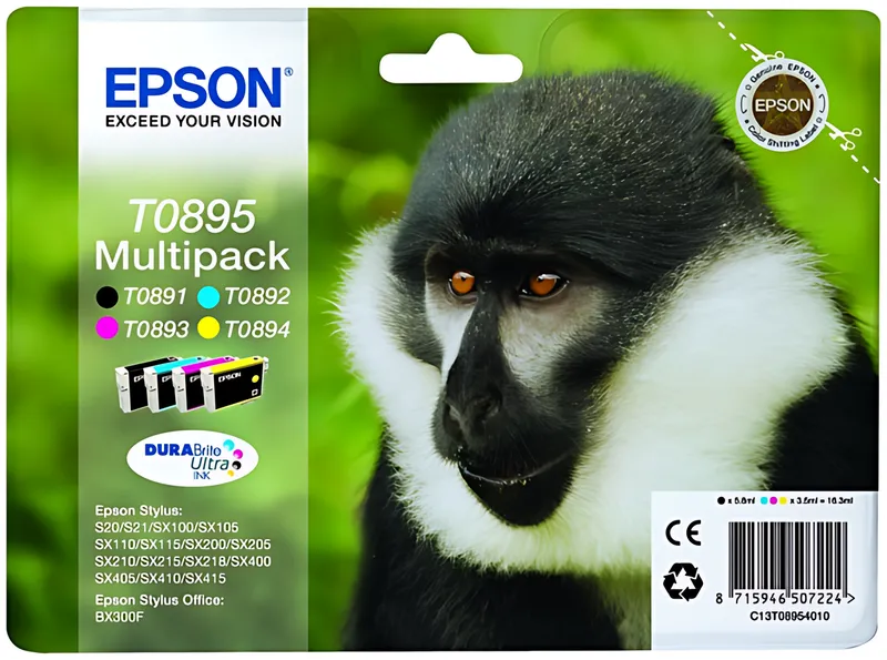Epson C13T08954011/T0895 Tintenpatrone MultiPack Bk,C,M,Y 5,8ml + 3x3,5ml VE=4