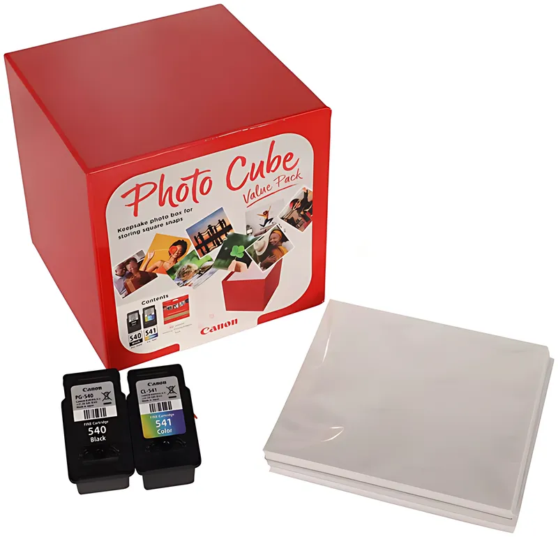 Canon 5225B012/PG-540+CL-541 Druckkopfpatrone Multipack schwarz / color Cube + Fotopapier PP-201 13x13cm 40 Blatt 180pg+180pg VE=2