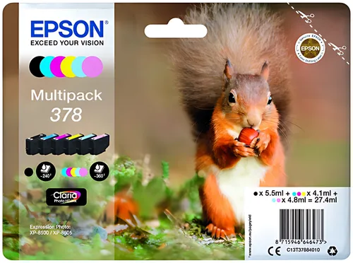Epson C13T37884010/378 Tintenpatrone MultiPack Bk,C,M,Y,LC,LM 5.5ml 5,5ml 3x4,1ml 2x4,8ml VE=6